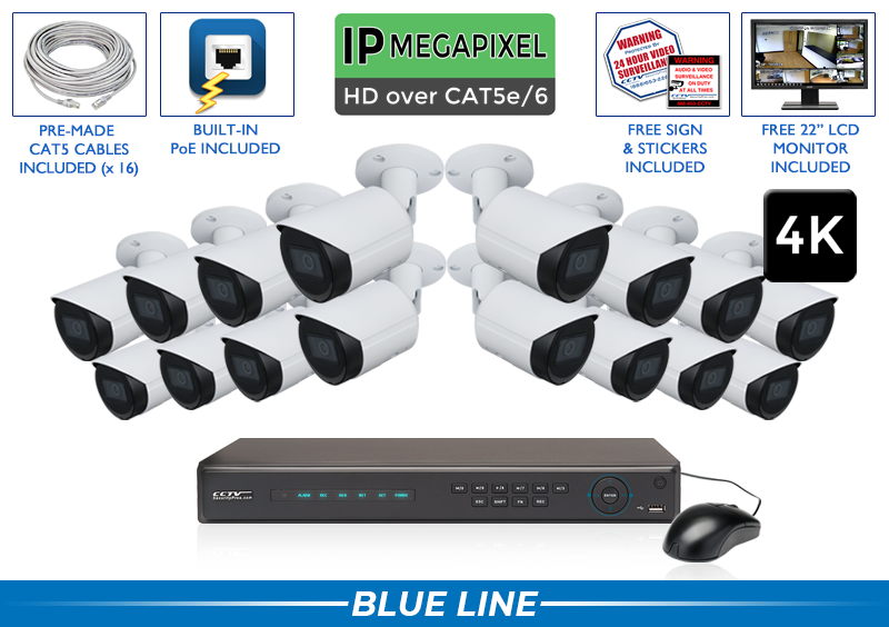 4K Business High End IP (AI) Camera System with Night Vision / 16POEB8-A2