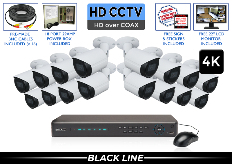 16 Camera 4K HD Security Camera System Package / 16PROCVIB8-S