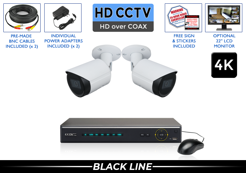 Security Camera System with 2 4K Security Cameras and 4 Channel DVR / 2PROCVIB8-S