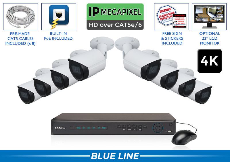 PRO Series Complete 8 (4K) IP Camera System with Free Upgrade to 16 Channel NVR / 8POEB8-A2