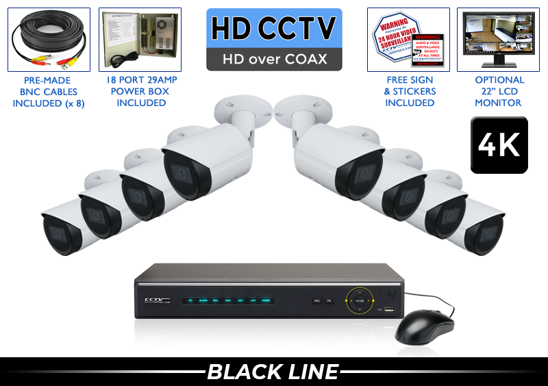 HD 4K Surveillance Camera System with 8 Indoor Outdoor Infrared Cameras / 8PROCVIB8-S