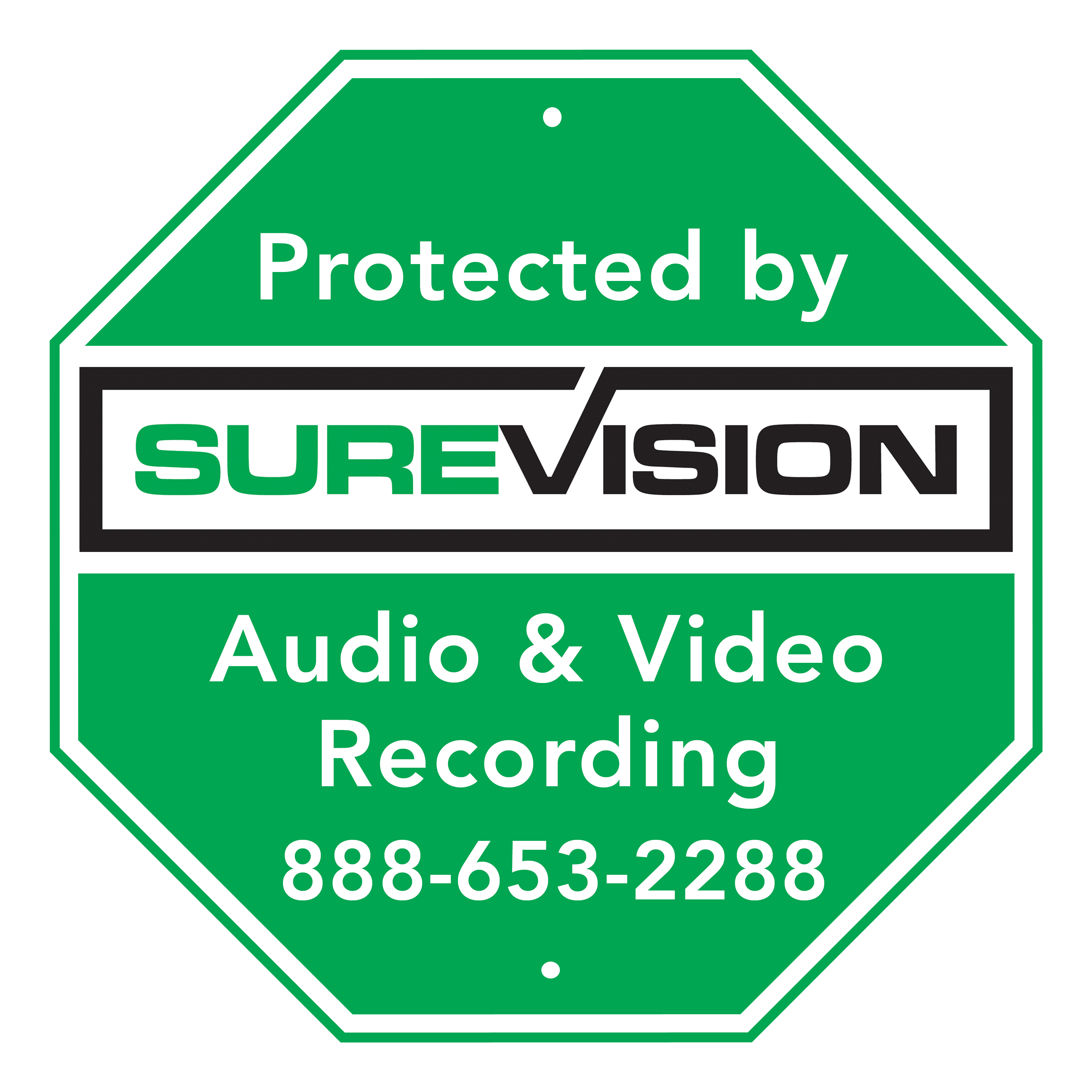 SureVision 24 Hour Video Surveillance Sign (Aluminum, Green)