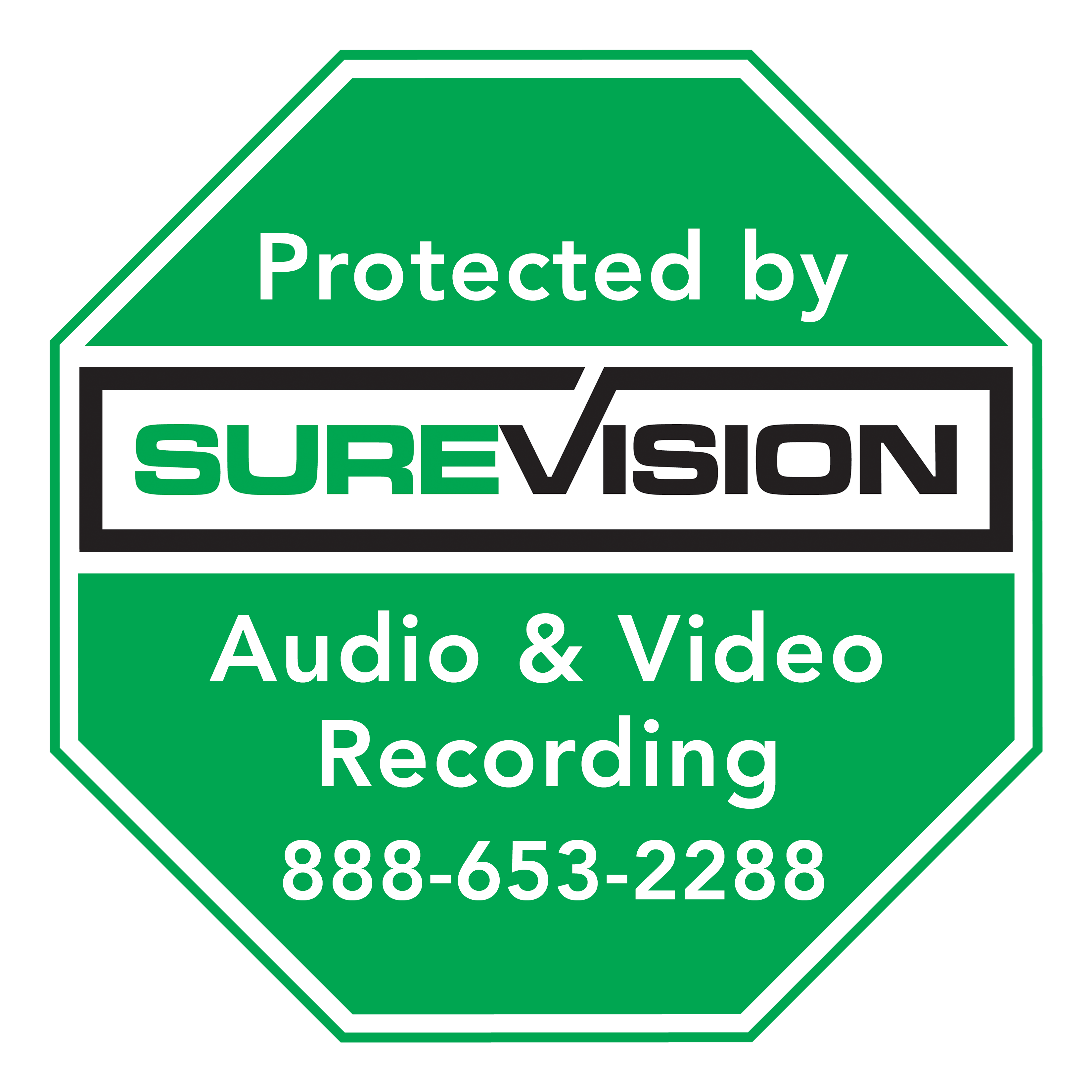 SureVision 24 Hour Video Surveillance Sticker (Green)