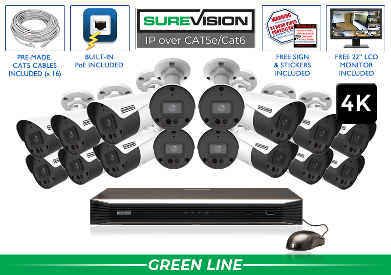 4K Security Camera System with 16 Cameras with Microphone / 16IPBA8-N