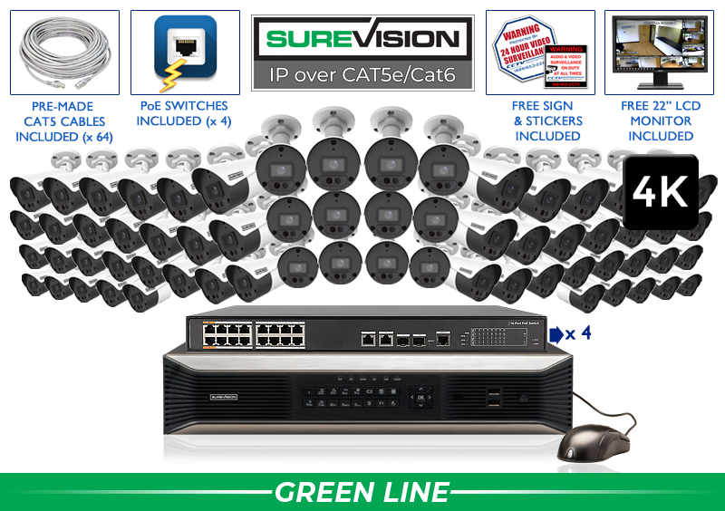 SureVision Complete 64 8MP (4K) IP Camera System / 64IPBA8-N