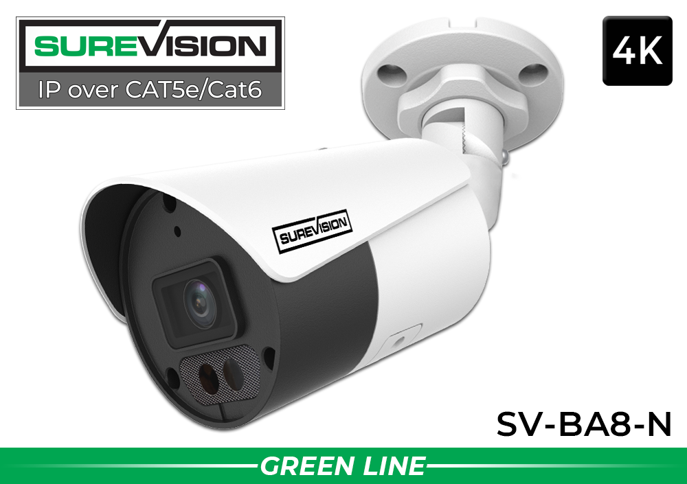 Security Camera - Bullet 4K IP with Microphone and 164 Foot Night Vision